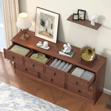 Modern Long 10 Drawer Dresser with Textured Borders, Chest of Drawers