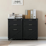 3 Drawer Rolling File Cabinet with Lock & Casters, Wooden Mobile Storage Organizer Printer Stand
