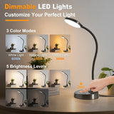 15W LED Desk Lamp with USB Charging, Dimmable Gooseneck Table Light