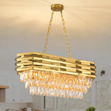 Gold Modern Crystal Chandeliers for Dining Room 8-Light Gold Chandelier