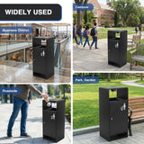 40L/10 Gallon Stainless Steel Standing Garbage Can Four-Side Openings Commercial Metal Waste Bin