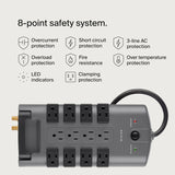 Surge Protector Power Strip w/ 8 Rotating & 4 Standard Outlets, 8ft Extension