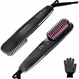Hair Straightener Brush 2-in-1 Hot Comb with 9 Temp Settings up to 450℉ for Frizz-Free Smooth Hair at Home