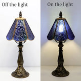 Small Tiffany Table Lamp Stained Glass Desk Lamps 6X6X14 Inch Bronze Resin Base