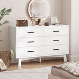 Rustic Farmhouse 6-Drawer Double Dresser, Dresser for Bedroom