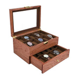 20 Slots Watch Storage Box, 2-Tiers Wooden Watch Case for Men and Women