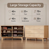 Rustic Farmhouse 6-Drawer Double Dresser, Dresser for Bedroom