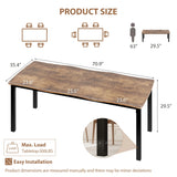 Rectangular Dining Table for 6-8 15mm Thick Metal Frame Wave Edge Dinner Tables