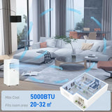 Portable Air Conditioner 8000 BTU AC Unit with Dehumidifier Fan Remote Control 24H Timer for 161Sq Ft Black