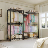 Heavy Duty Clothes Rails, Clothes Rack with 5 Hang Rods & 8 Shelves