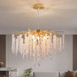Modern Gold Tree Branch Chandelier, 60cm Adjustable K9 Crystal Raindrop