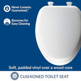 Padded Toilet Seat Cushioned Soft Vinyl over Wood Core Seat Secure