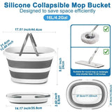 Collapsible Mop Bucket with Handle for Cleaning 16L(4.2 Gallon) Silicone Square Mopping Bucket