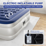 Queen Air Mattress w/ Built-in Pump, 18in Quick Inflation/Deflation Inflatable