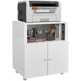 Printer Stand with Storage, Copier Printer Cabinet with 2 Doors Mobile Metal File Cabinet with Open Storage Shelf for Letter/Leg