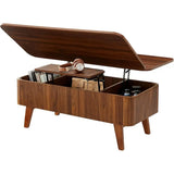 3-in-1 Coffee Table Converts to Dining Table, Walnut Oval Wooden Table