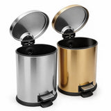HANSMART 5L Round Gold Stainless Trash Can With Non Skid Base For Kitchen Bathroom