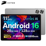 SVITOO Tablet 2026 Android 16 11 Inch 90Hz HD IPS Screen Unisoc T7250 Octa-Core Processor 20GB RAM 128GB ROM Support 1TB TF (MicroSD) Card Expandable 8800mAh Battery 2.4GHz 5GHz Dual Band WiFi 5 Bluetooth 5.0 GPS Widevine L1