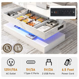 High Glossy LED Coffee Tables for Living Room, Center Table with Storage