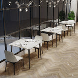 Mid-Century Slate Kitchen Dining Table with Sintered Stone Top and Metal Legs
