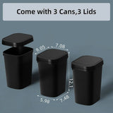 Small Trash Can with Lid, 2.6 Gallon Slim Garbage Bin for Bathroom, Bedroom, Office, Kitchen