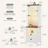Tall Nightstand with Charging Station, Bedside Table with Drawers