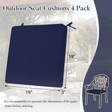 Outdoor Chair Cushions Set of 4 19x19, Patio Seat Cushions with Ties and Handle
