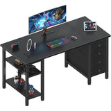 Gaming Desk with 4 abric Ders & Storage Shelves, 47 inch Computer Writing Work Study Desk