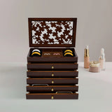 Rectangle Jewelry Box with 6 Compartments – Vintage Wooden Case