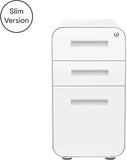 Stockpile Slim 3-Drawer Mobile File Cabinet with Lock - Under Desk Metal Filing Cabinet