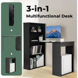 48 Inch Computer Desk with Bookshelf, 3-in-1 Home Office Desk with 4-Tier Bookcase & CPU Stand, Space