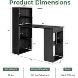 48 Inch Computer Desk with Bookshelf, 3-in-1 Home Office Desk with 4-Tier Bookcase & CPU Stand, Space