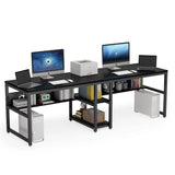 Tribesigns Two Person Desk with Bookshelf, 78.7 Computer Office Double Desk