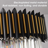 Modern Crystal Chandelier 12-Light Black for Dining Room Living Room Round  Ceiling