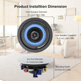 Herdio 4 " 320 Watts 2-Way Bluetooth Ceiling Speakers Package Perfect For Home Theater System Living