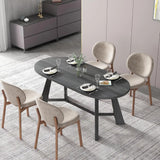 70.86in Rustic Oval Dining Table for 6-8 Person Farmhouse Wood Kitchen Table
