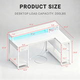 JHK L Shaped Gaming Desk with USB Charging Ports & LED Lights Reversible Desks Computer Gamer Table