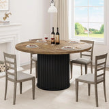 47" Round Dining Table for 4-6 People, Dining Room Table with Sturdy Waveform Metal