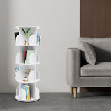 4 Tier Rotating Bookshelf 360° Spinning Display Rack with Wheels