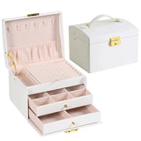 1pcs Multi Functional Three Layer Leather Drawer Style Jewelry Box Earrings
