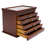 6-Tier Jewelry Organizer Box, Wooden Jewelry Organizer for Earrings Rings