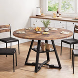Round Dining Table for 4Kitchen Dining Room Circle Dinner Pedestal Table Space Saving