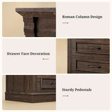61" Tall Modern Nightstand with 3 Drawers,Built-in Charging Station,LED Light