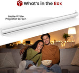 Manual Pull Down Projector Screen 72', Matte White w/ Auto-Lock for Home