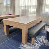 Multi Function Convertible 3 in 1 Style Pool Table Dining Top and Natural Slates Home Use Billiard Table with Benches