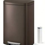 Stainless Steel Trash Can With Lid 13 Gallon Foot Pedal Soft Close Recycling Bin