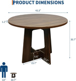 Round Dining Table for 4, 43.3" Wood Kitchen Table with Cross Base