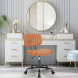 JHK Armless Office Desk Chair Back Lumbar Support Height Adjustable PU Leather Computer Chair