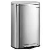 SONGMICS 13 Gallon (50 L) Trash Can, Stainless Steel Kitchen Garbage Can, Recycling or aste Bin, Soft Close, Step-On Pedal, Rem