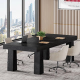 LITTLE TREE 5ft Conference Table, Heavy Duty Rectangular Modern Industrial Meeting Table with 4 Tapered Legs for Office, Black